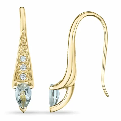 långa gröna ametist briljiantöronringar i 9 karat guld med ametist och diamant 