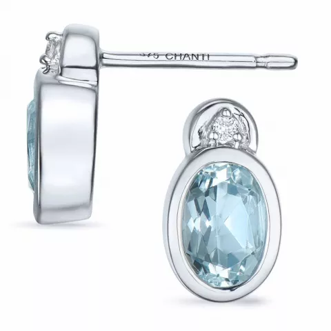 ovala akvamarin briljiantöronringar i 9 karat vitguld med diamant och akvamarin 