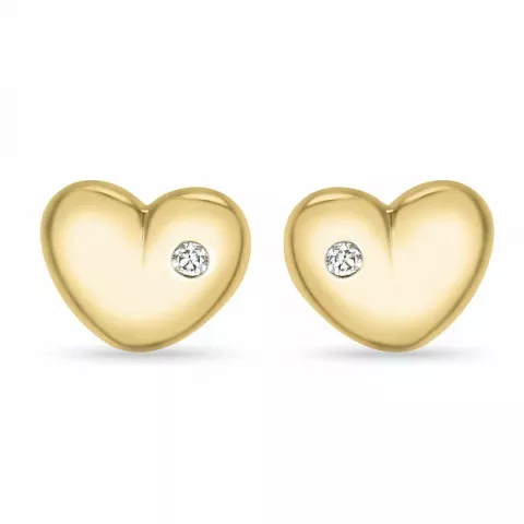 hjärta diamant örhängestift i 9 karat guld med diamant 