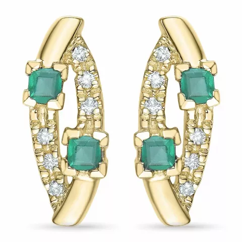 ovala smaragd briljiantöronringar i 9 karat guld med smaragd och diamant 