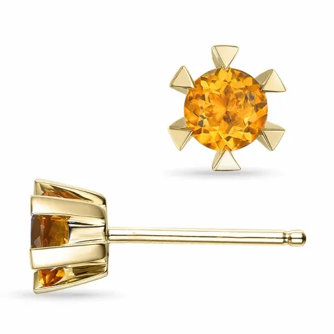 2 x 0,25 ct citrin solitäreörhängestift i 9 karat guld med citrin