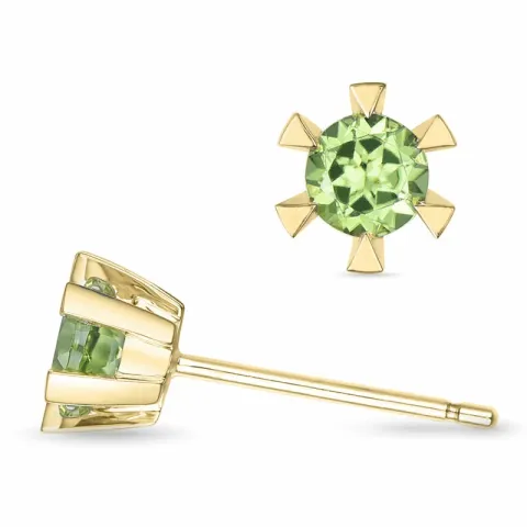 2 x 0,50 ct peridot solitäreörhängestift i 9 karat guld med peridot