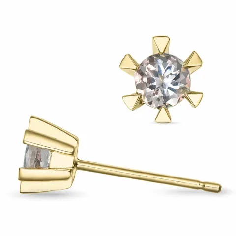 2 x 0,19 ct morganit solitäreörhängestift i 9 karat guld med morganit