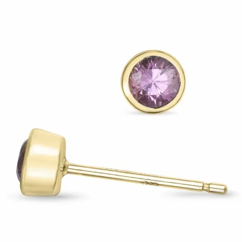 2 x 0,23 ct rosa safir solitäreörhängestift i 9 karat guld med rosa safir