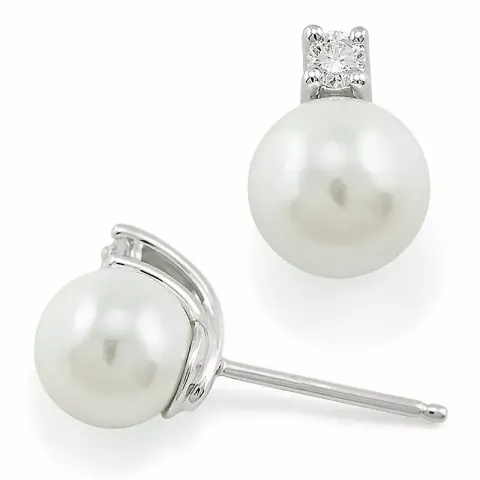 pärla diamantörhängen i 9 karat vitguld med diamant 