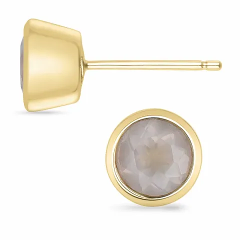 2 x 0,80 ct runda rosa kvarts solitäreörhängestift i 9 karat guld med rosa kvarts