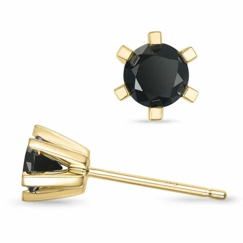 2 x 0,34 ct svarta diamant solitäreörhängestift i 9 karat guld med svart diamant