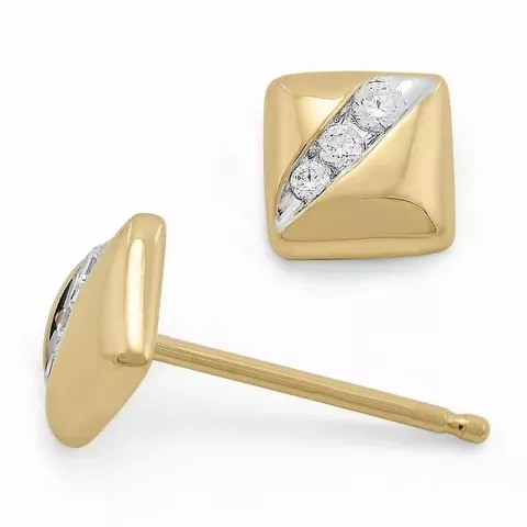 fyrkantigt diamantörhängen i 9 karat guld med diamant 