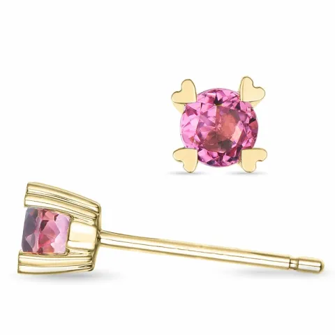 2 x 0,22 ct rosa turmalin solitäreörhängestift i 9 karat guld med turmalin