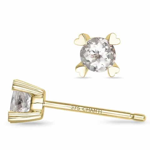 2 x 0,19 ct morganit solitäreörhängestift i 9 karat guld med morganit