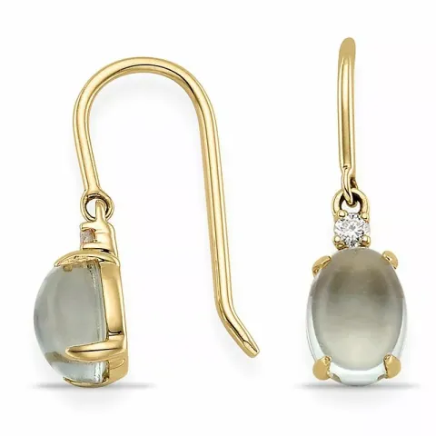 ovala gröna ametist diamantörhängen i 9 karat guld med diamant och ametist