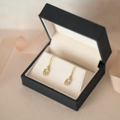 ovala gröna ametist diamantörhängen i 9 karat guld med diamant och ametist