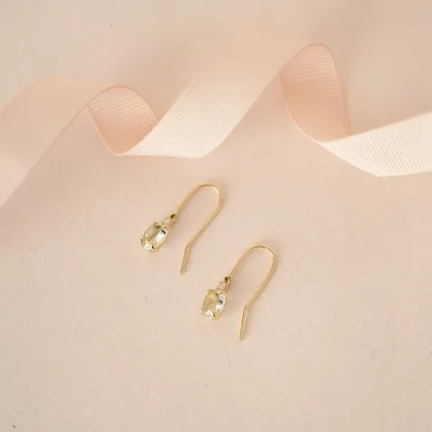 ovala gröna ametist diamantörhängen i 9 karat guld med diamant och ametist