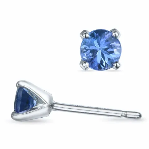 2 x 0,24 ct tanzanit solitäreörhängestift i 9 karat vitguld med tanzanit