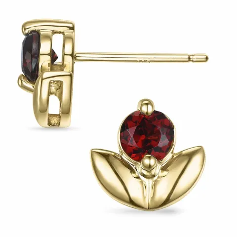 blommor granat örhängestift i 9 karat guld med granat