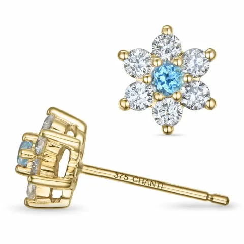 blommor topas diamantörhängen i 9 karat guld med diamant och topas