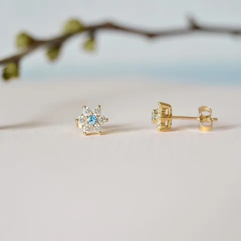 blommor topas diamantörhängen i 9 karat guld med diamant och topas