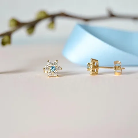 blommor topas diamantörhängen i 9 karat guld med diamant och topas 