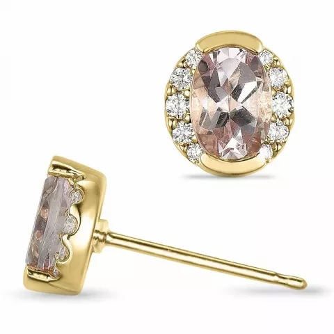 ovala morganit diamantörhängen i 9 karat guld med diamant och morganit 