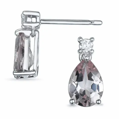 droppe morganit briljiantöronringar i 9 karat vitguld med morganit och diamant