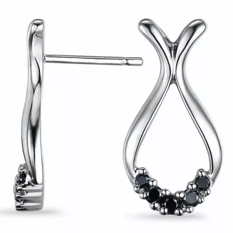 Kollektionsprov svarta diamantörhängen i 9 karat vitguld med diamanter 