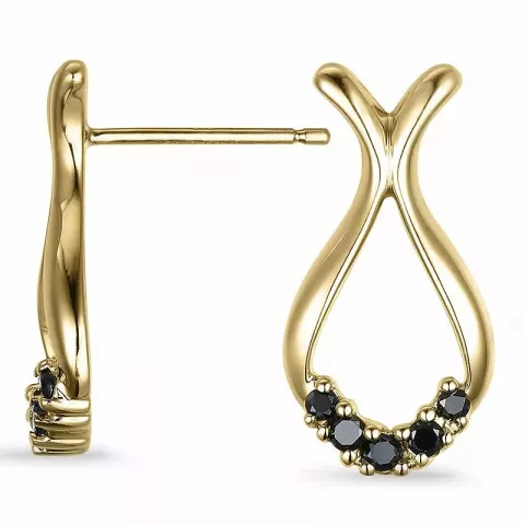Kollektionsprov svarta diamantörhängen i 9 karat guld med diamanter 