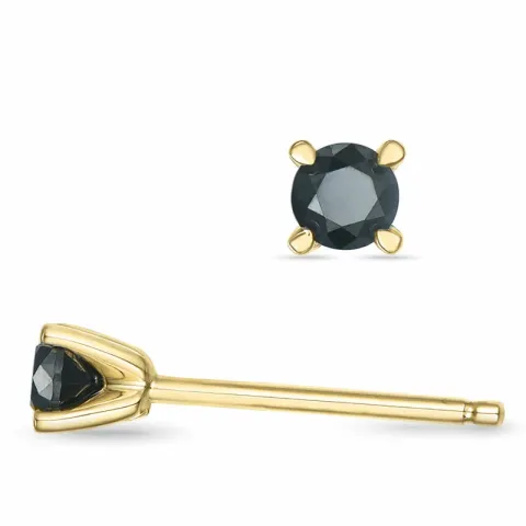 2 x 0,10 ct svarta diamant solitäreörhängestift i 9 karat guld med svart diamant