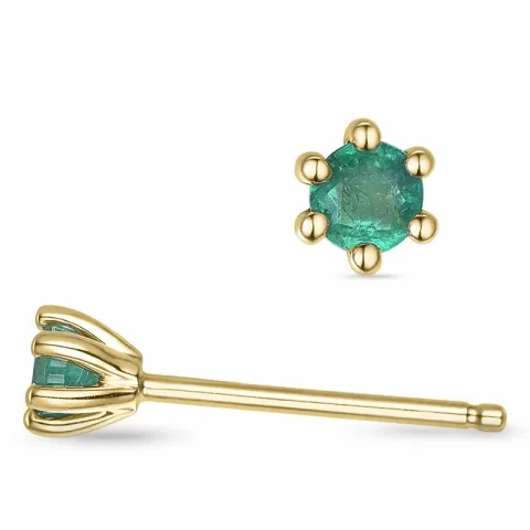 2 x 0,12 ct smaragd solitäreörhängestift i 9 karat guld med smaragd