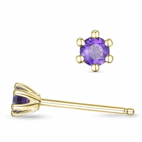 2 x 0,10 ct ametist solitäreörhängestift i 9 karat guld med ametist