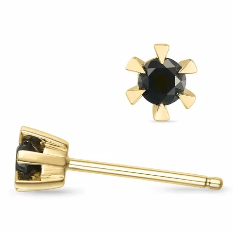 2 x 0,10 ct svarta diamant solitäreörhängestift i 9 karat guld med svart diamant