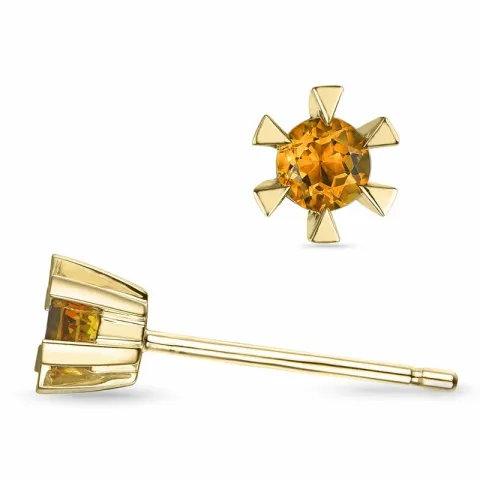 2 x 0,10 ct citrin solitäreörhängestift i 9 karat guld med citrin