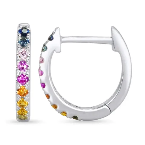 regnbågefärgat safir creol i 9 karat vitguld med safir 