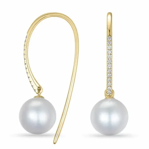 pärla örhängen i 9 karat guld med diamant 