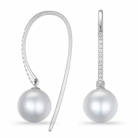 pärla diamantörhängen i 9 karat vitguld med diamant 