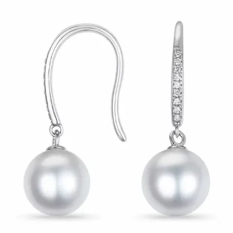 pärla diamantörhängen i 9 karat vitguld med diamant 