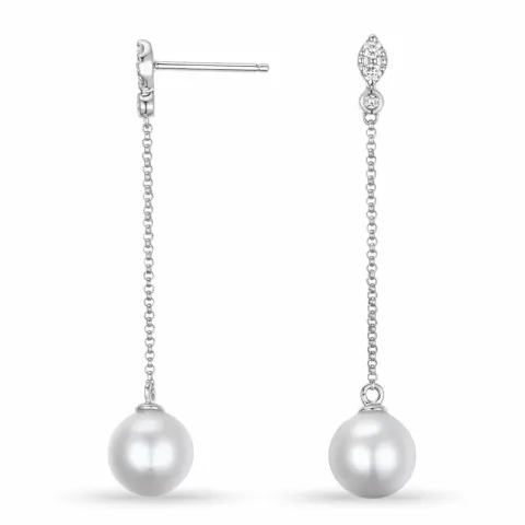 pärla diamantörhängen i 9 karat vitguld med diamant 