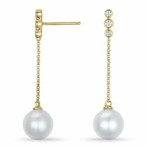 pärla diamantörhängen i 9 karat guld med diamant 