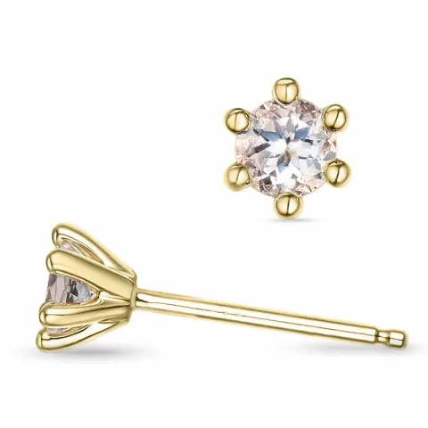2 x 0,19 ct morganit solitäreörhängestift i 9 karat guld med morganit