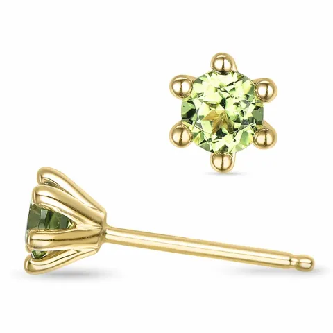 2 x 0,30 ct peridot solitäreörhängestift i 9 karat guld med peridot 