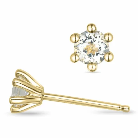 2 x 0,25 ct vita kvarts solitäreörhängestift i 9 karat guld med kvarts