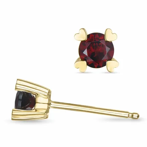 2 x 0,32 ct granat solitäreörhängestift i 9 karat guld med granat