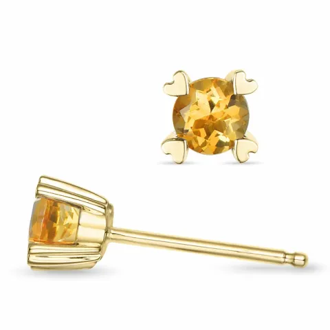 2 x 0,25 ct citrin solitäreörhängestift i 9 karat guld med citrin