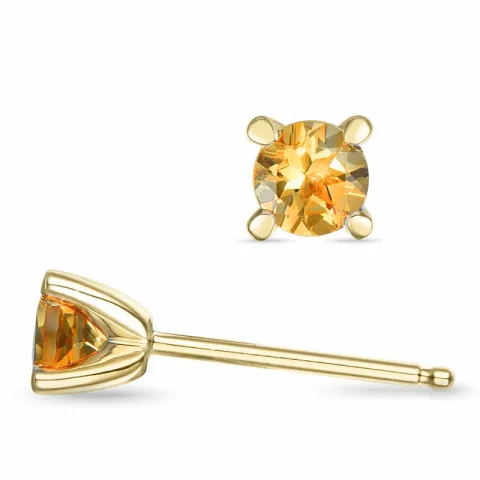 2 x 0,25 ct citrin solitäreörhängestift i 9 karat guld med citrin