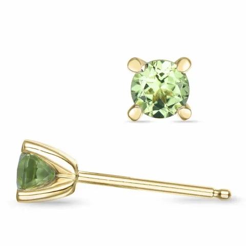 2 x 0,30 ct peridot solitäreörhängestift i 9 karat guld med peridot
