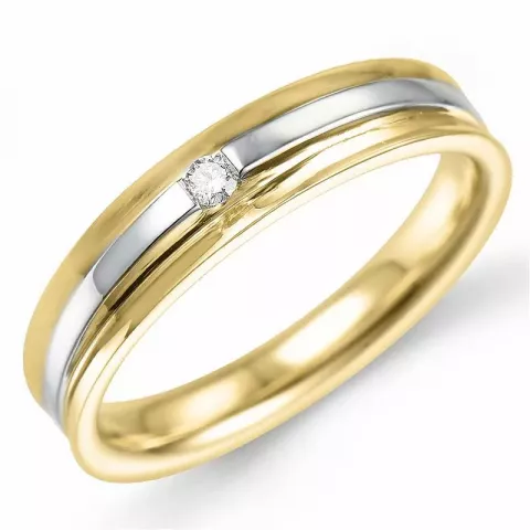 diamant ring i 9 karat guld- och vitguld 0,02 ct