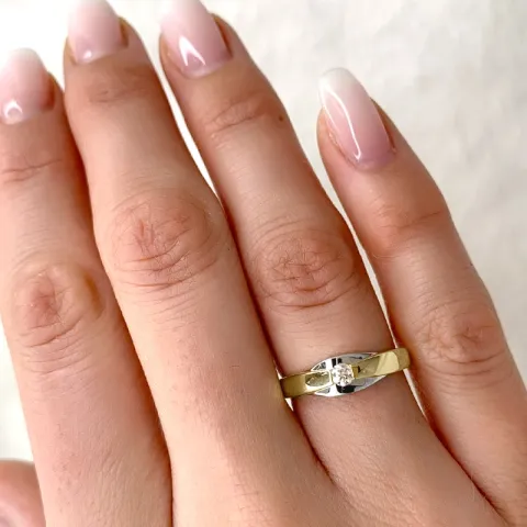 diamant ring i 9 karat guld- och vitguld 0,10 ct
