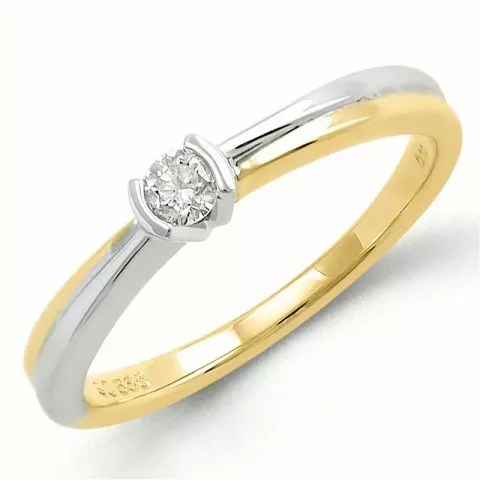 rund diamant ring i 9 karat guld- och vitguld 0,10 ct