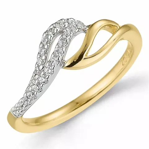 Elegant diamant ring i 9 karat guld- och vitguld 0,13 ct