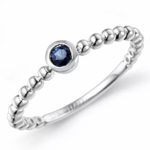 rund blå safir ring i 9 karat vitguld 0,14 ct