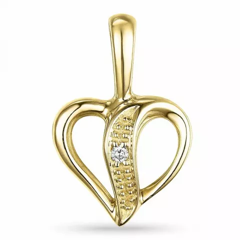 Hjärta diamant hängen i 9 carat guld 0,007 ct